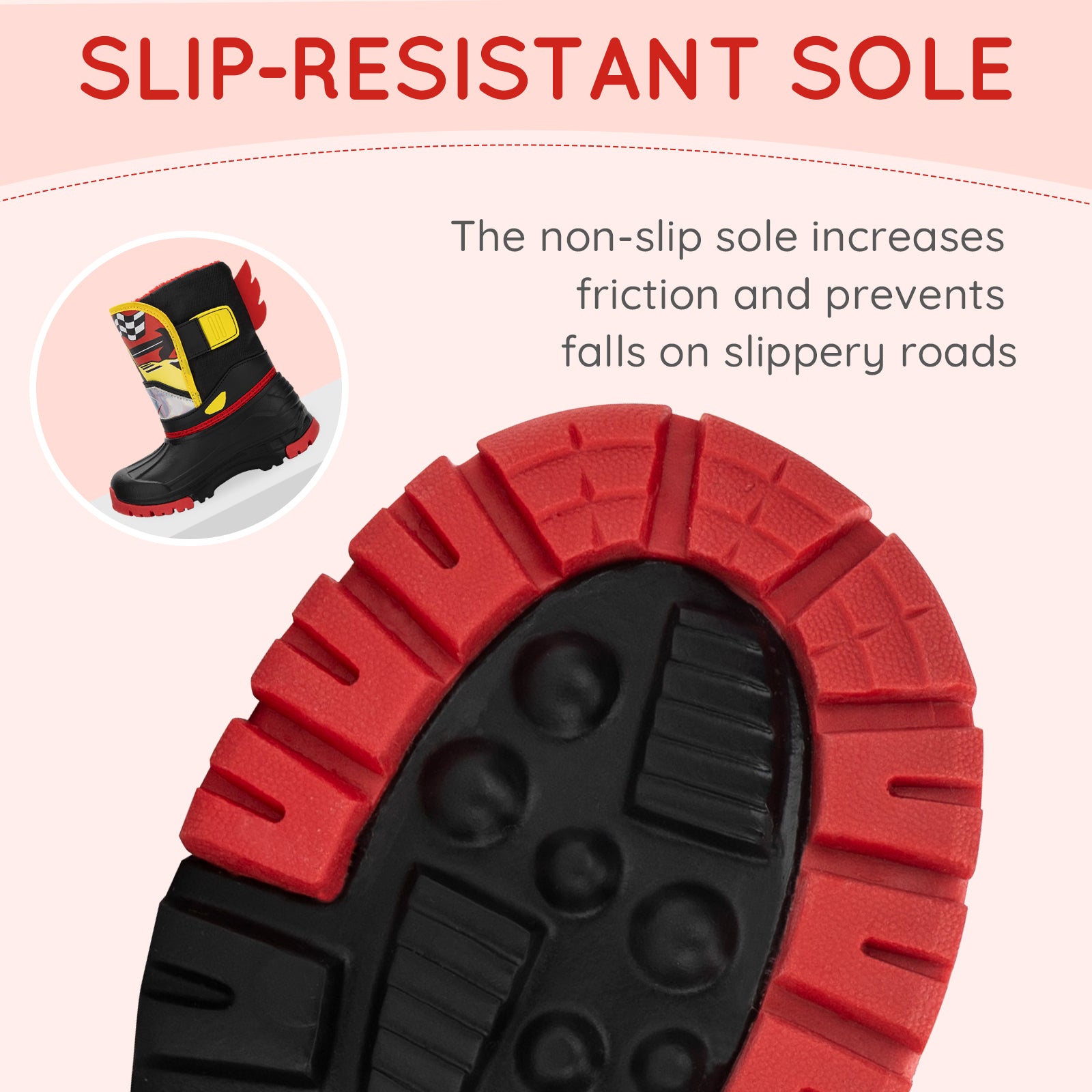 Toddler Boy Racing Car Winter Snow Boots - FUNCOO