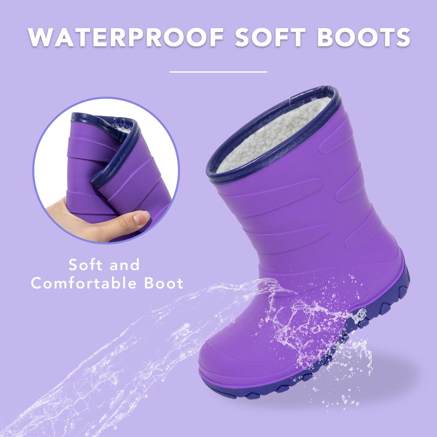 toddler kids bright purple winter rain boots