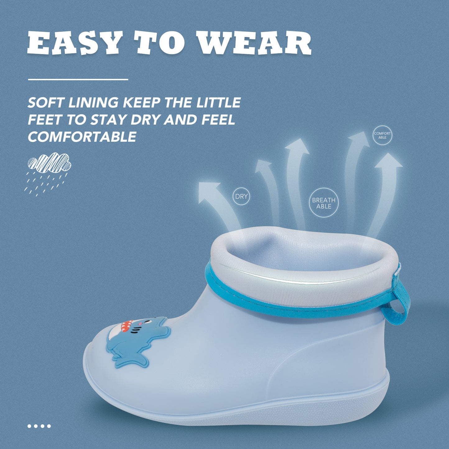 kids-toddler blue shark rain boots