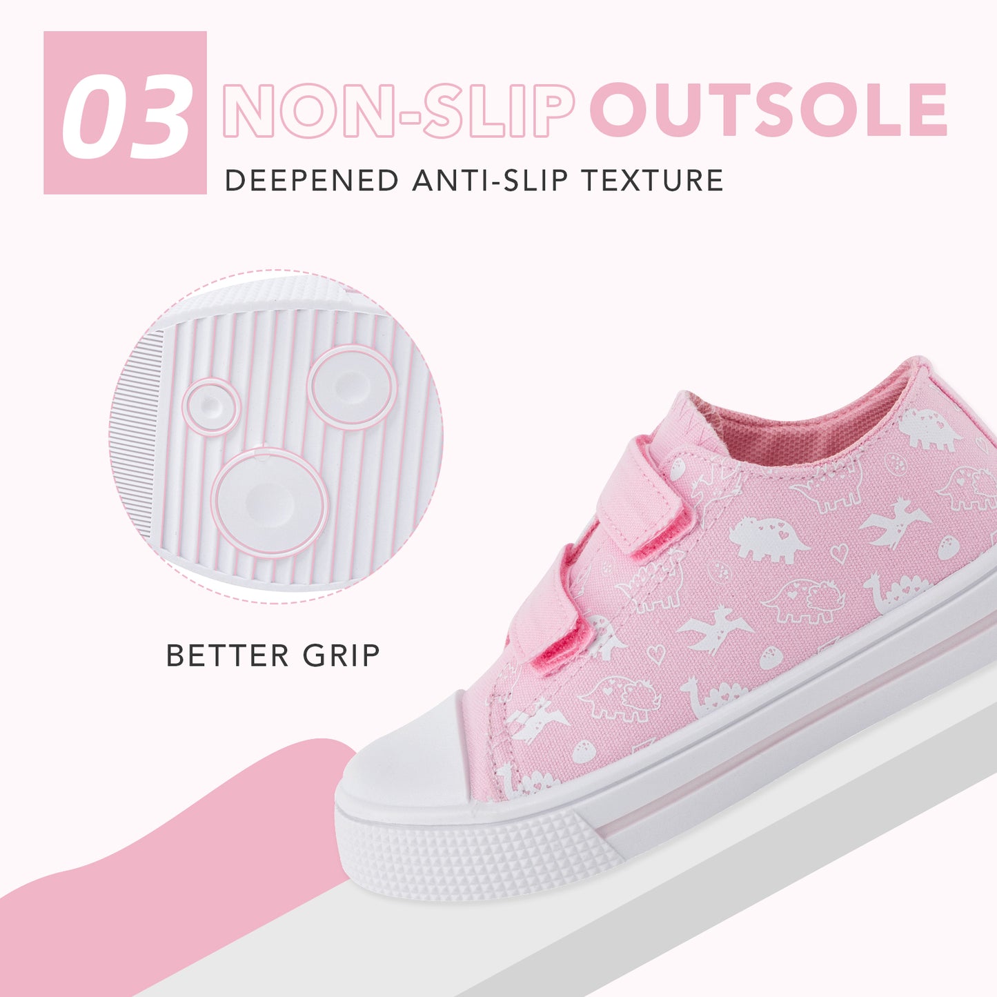 boys girls sneakers pink little dinosaur canvas shoes