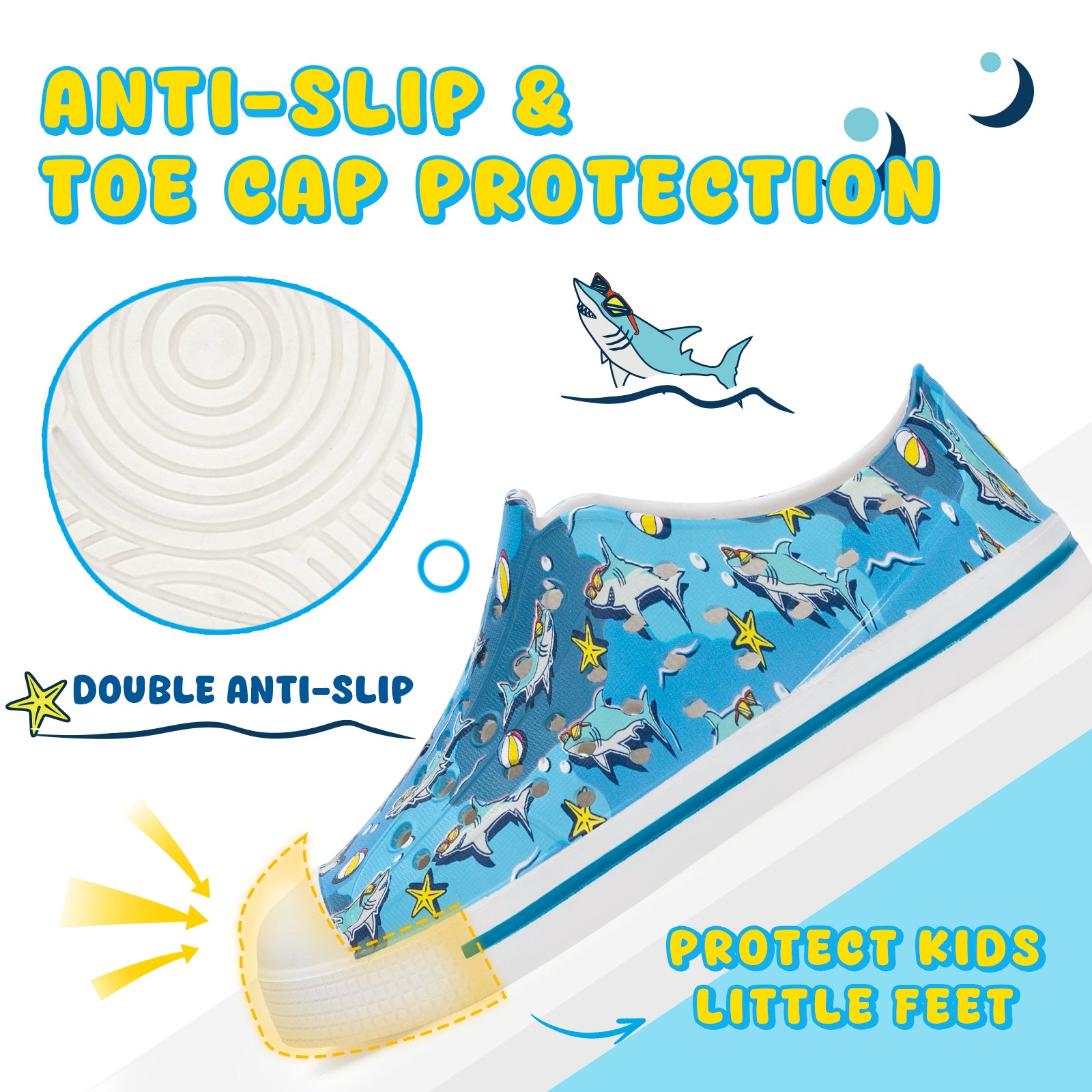 Lightweight Summer Spectacled Shark Sandals for Kids