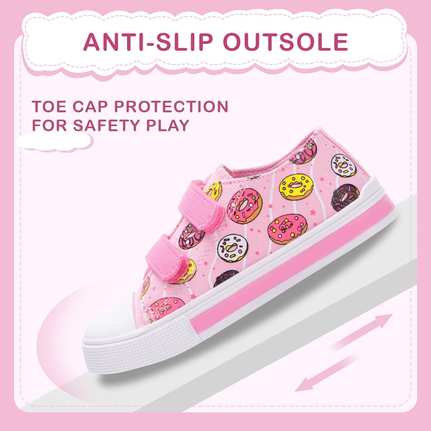light up pink donut dual straps sneakers