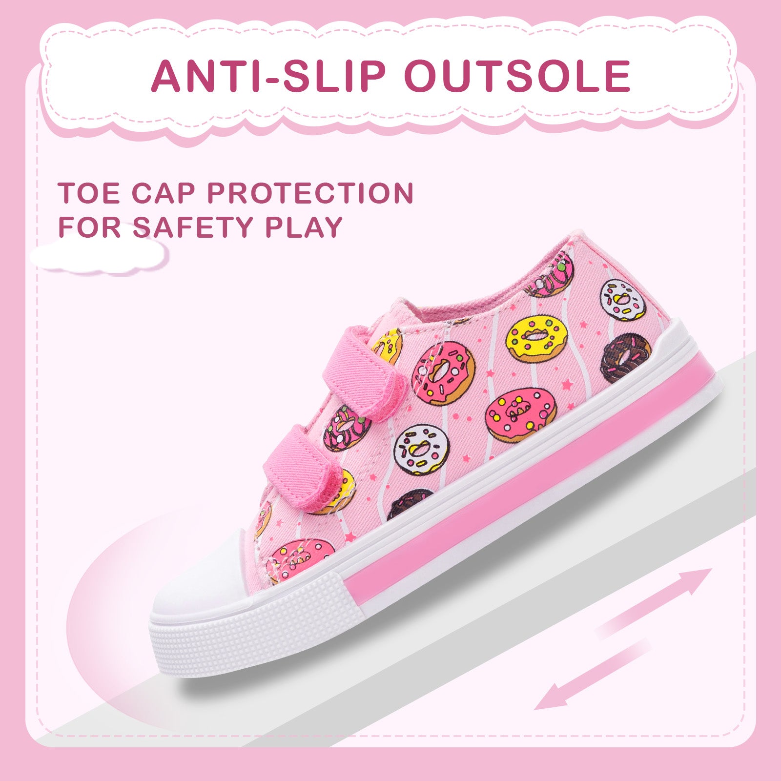 Light Up Pink Donut Dual Straps Sneakers