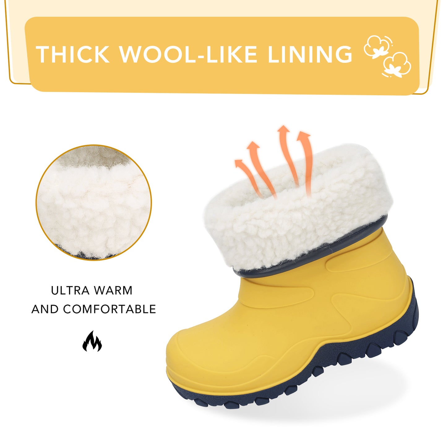yellow insulated winter rain boots