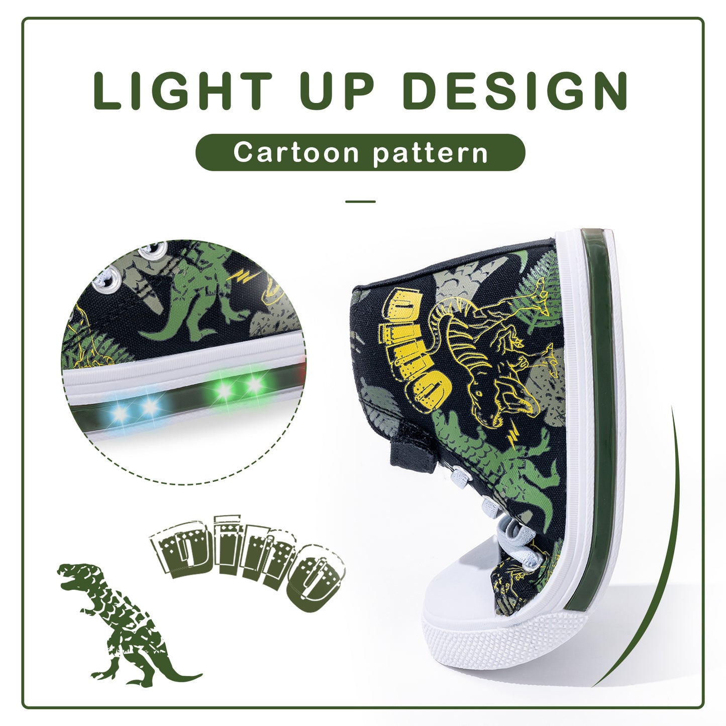 green dinosaur high top sneakers