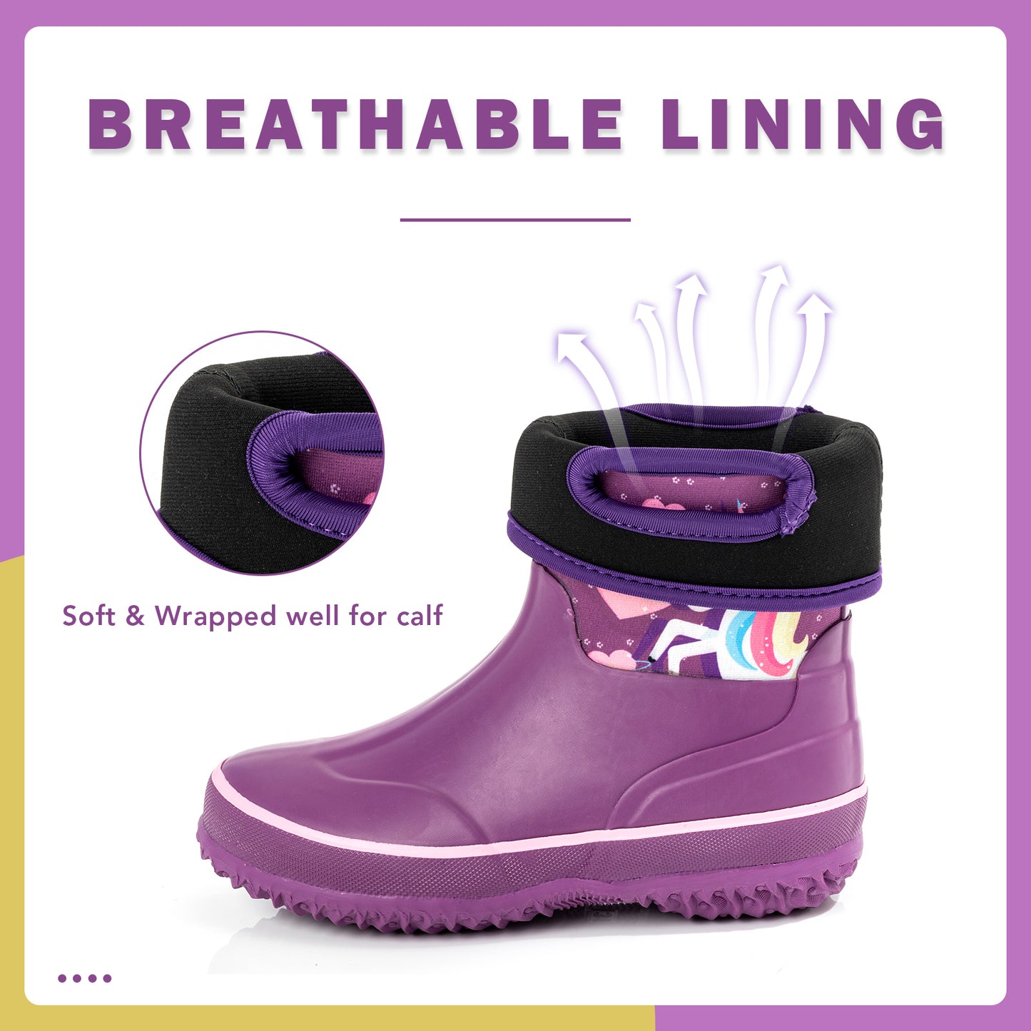 purple unicorn mud boots