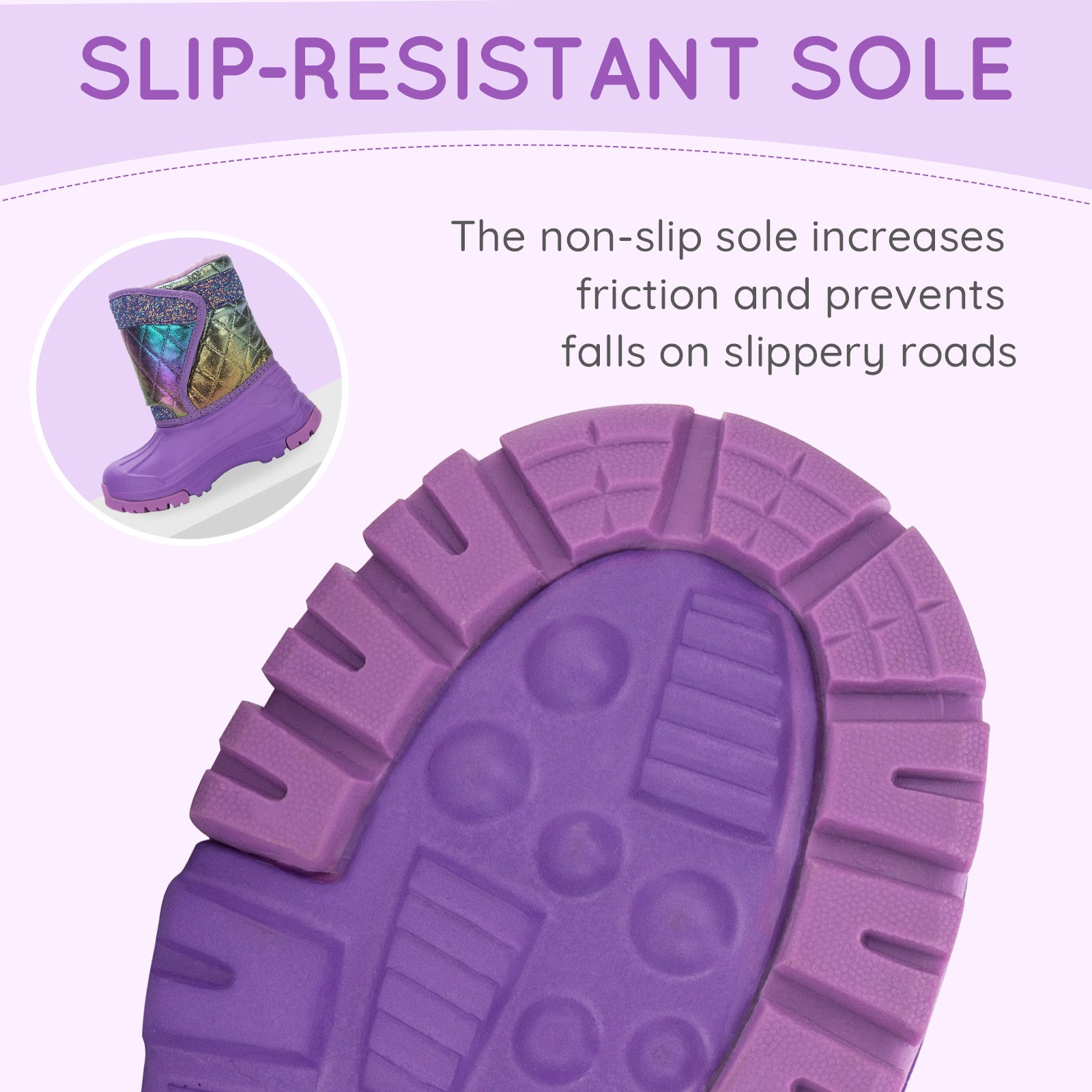 Toddler Girl Purple Winter Snow Boots - FUNCOO