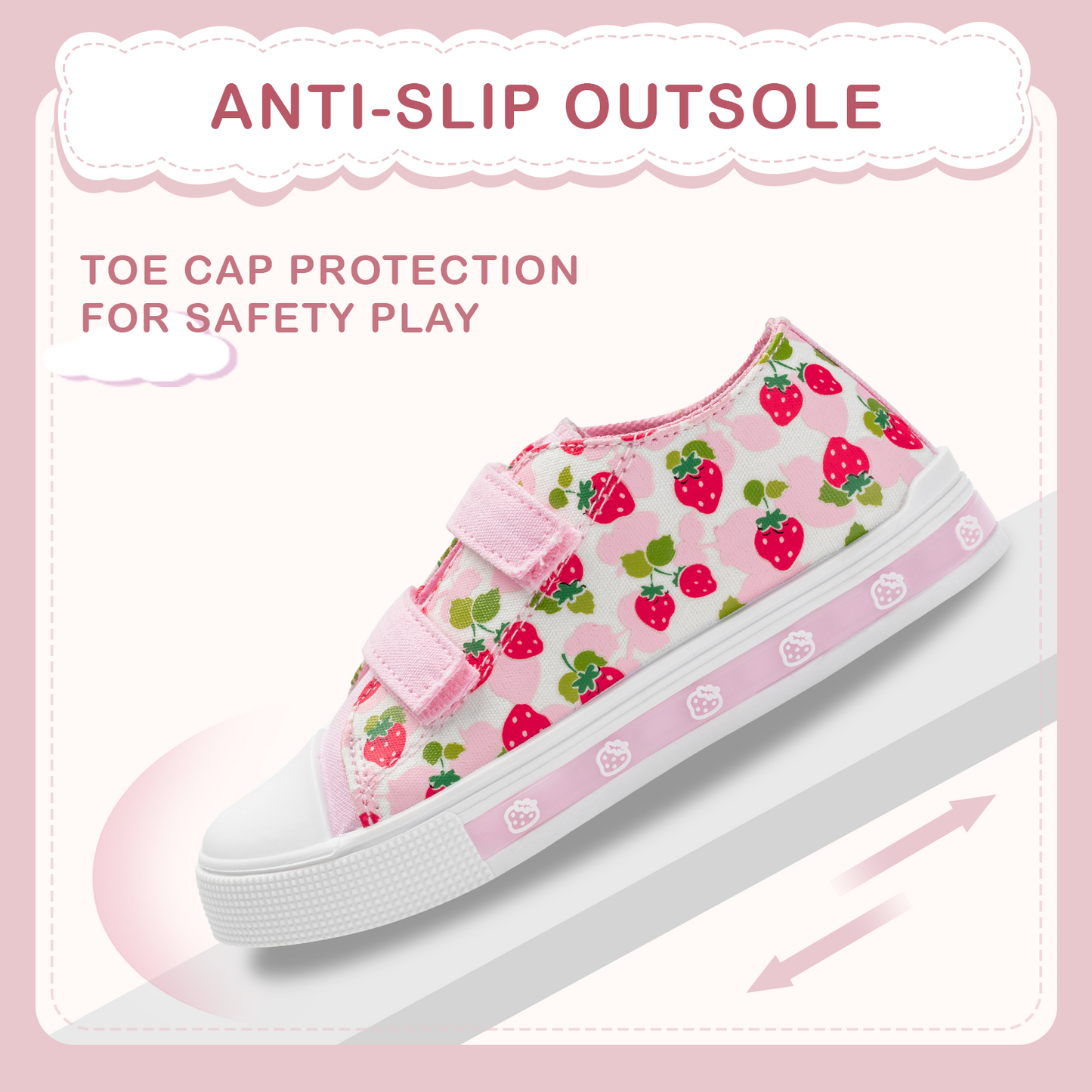 light up pink strawberry dual straps sneakers