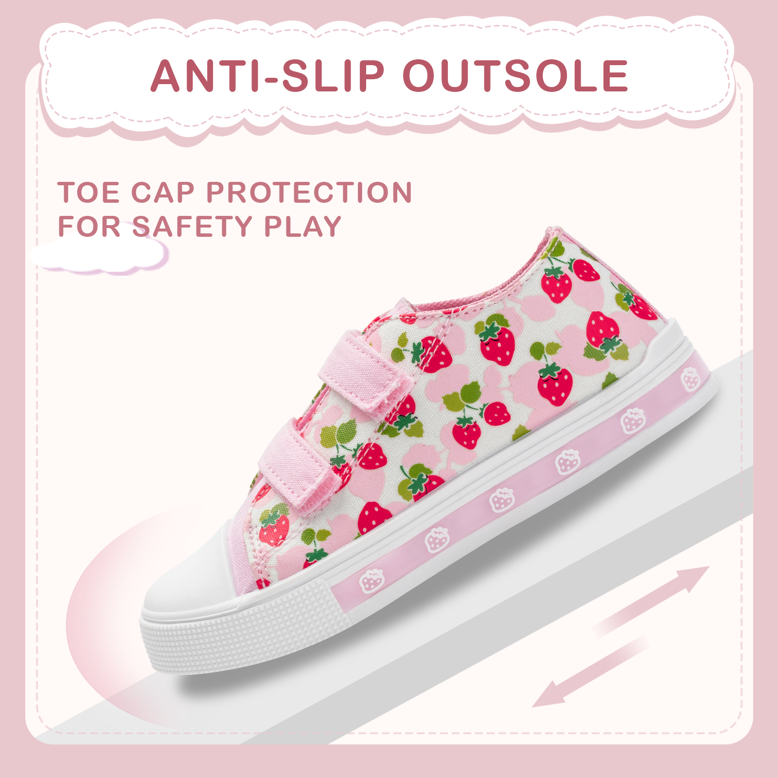 Light Up  Pink Strawberry Dual Straps Sneakers