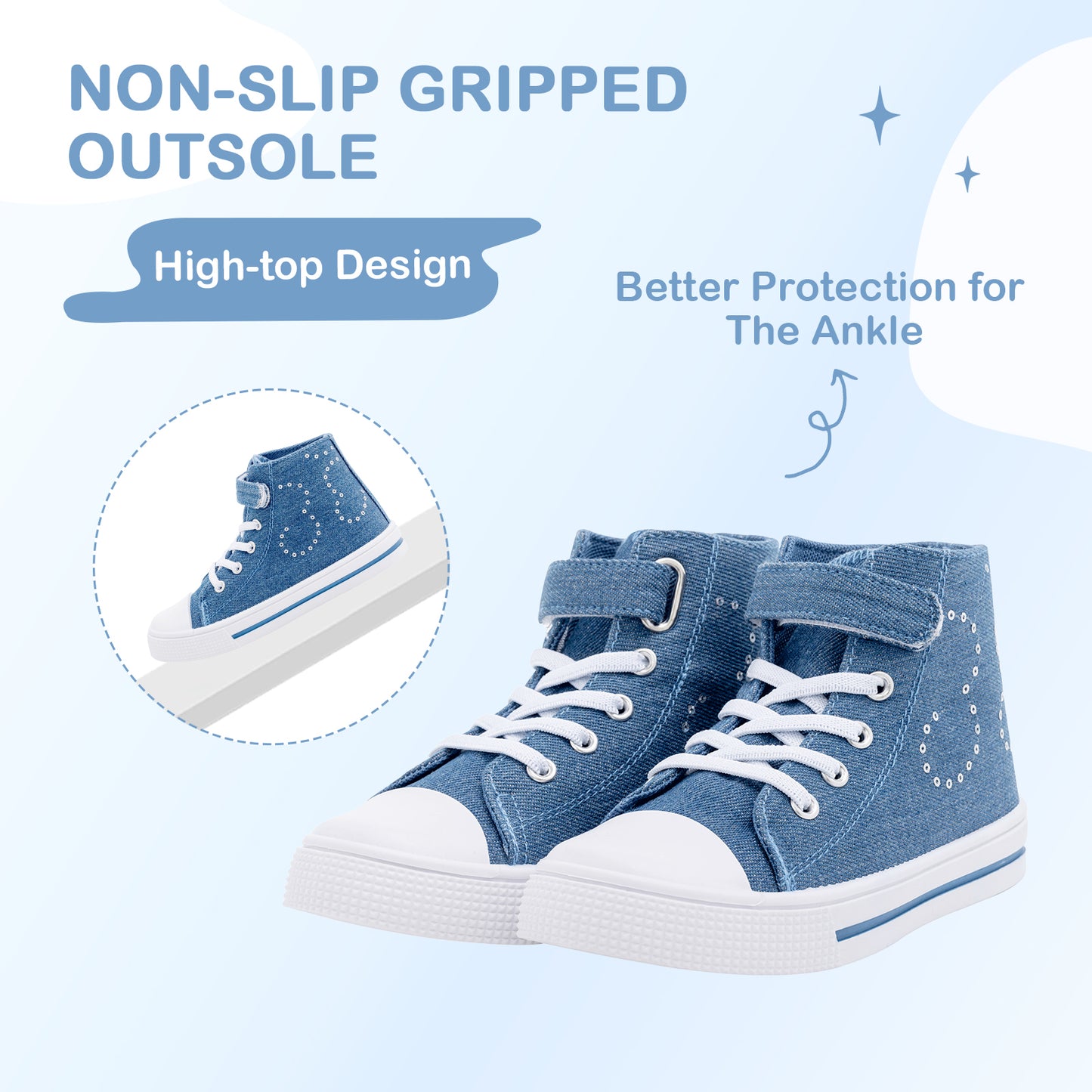 denim sequins top up sneakers