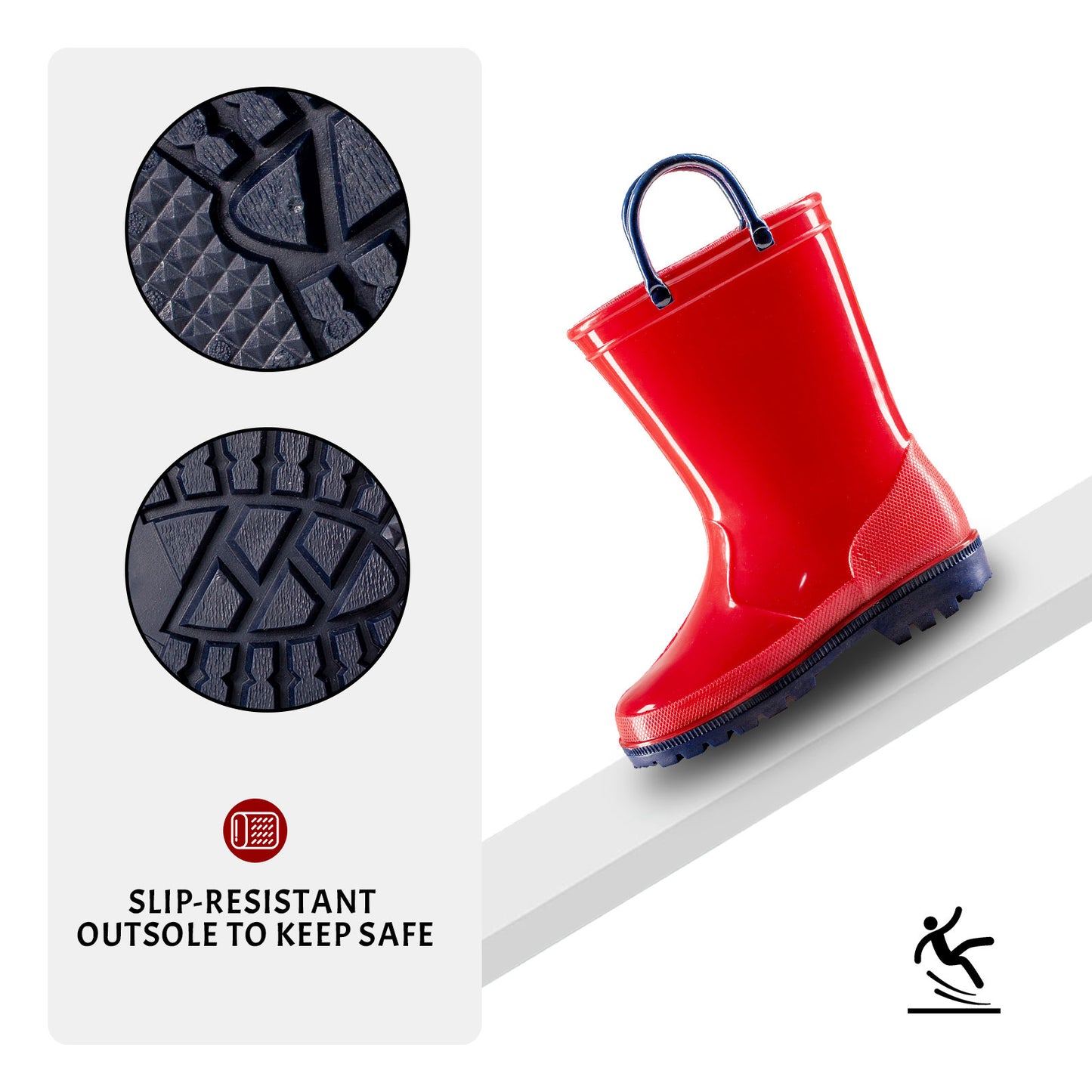 toddler kids contrast red rain boots