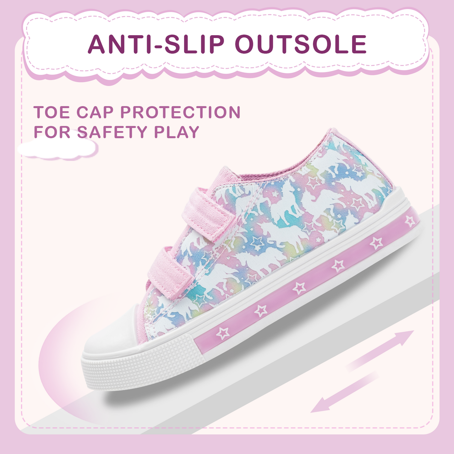 light up pink and purple unicorn dual straps sneakers