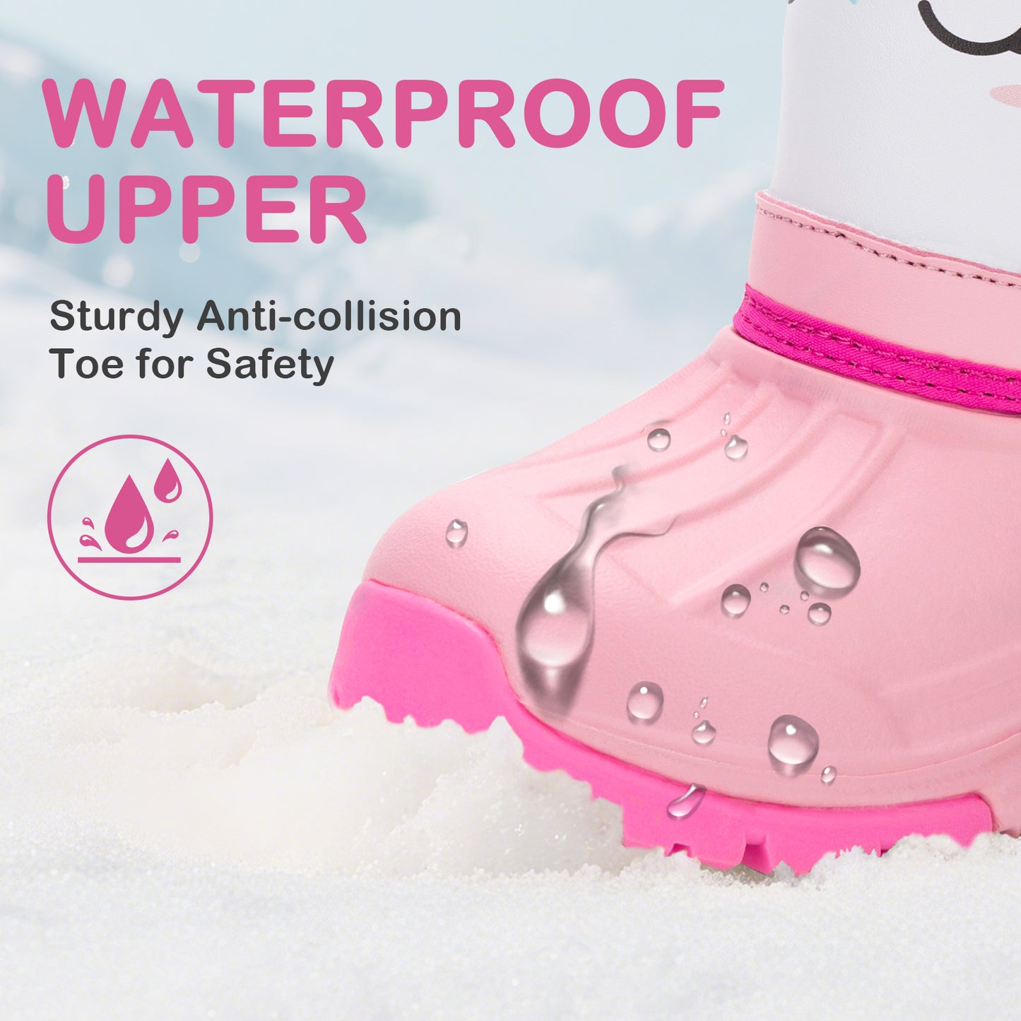 toddler girl pink unicorn winter snow boots