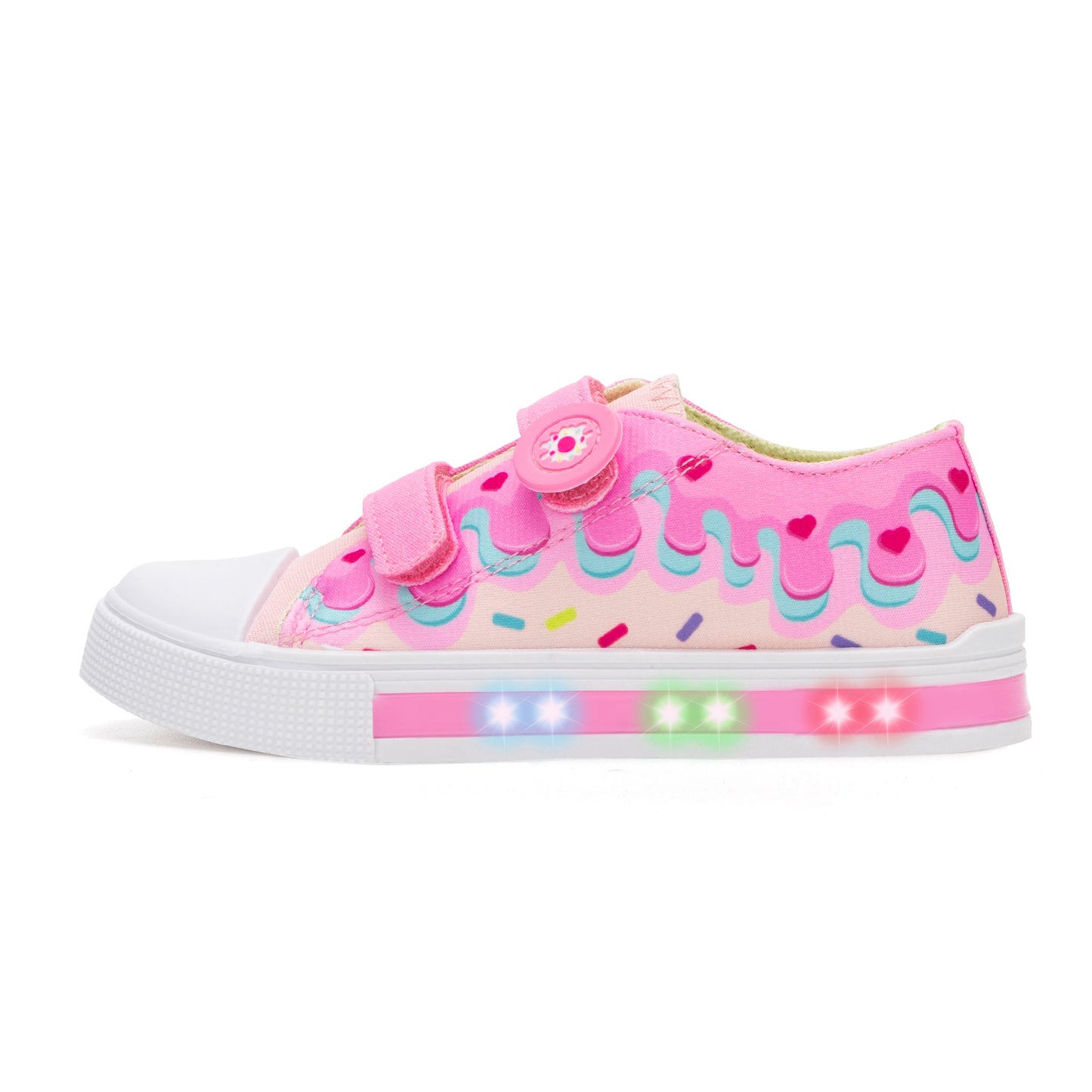 boys girls sneakers big pink cake light up canvas shoes
