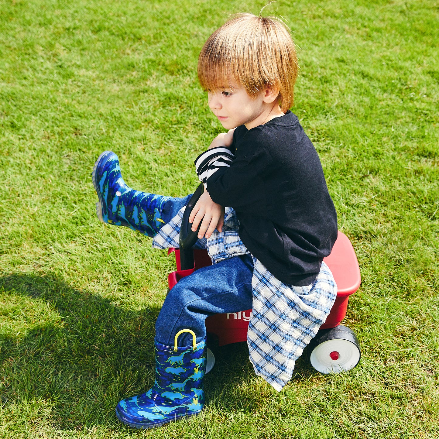 blue dinosaur light up waterproof rain boots