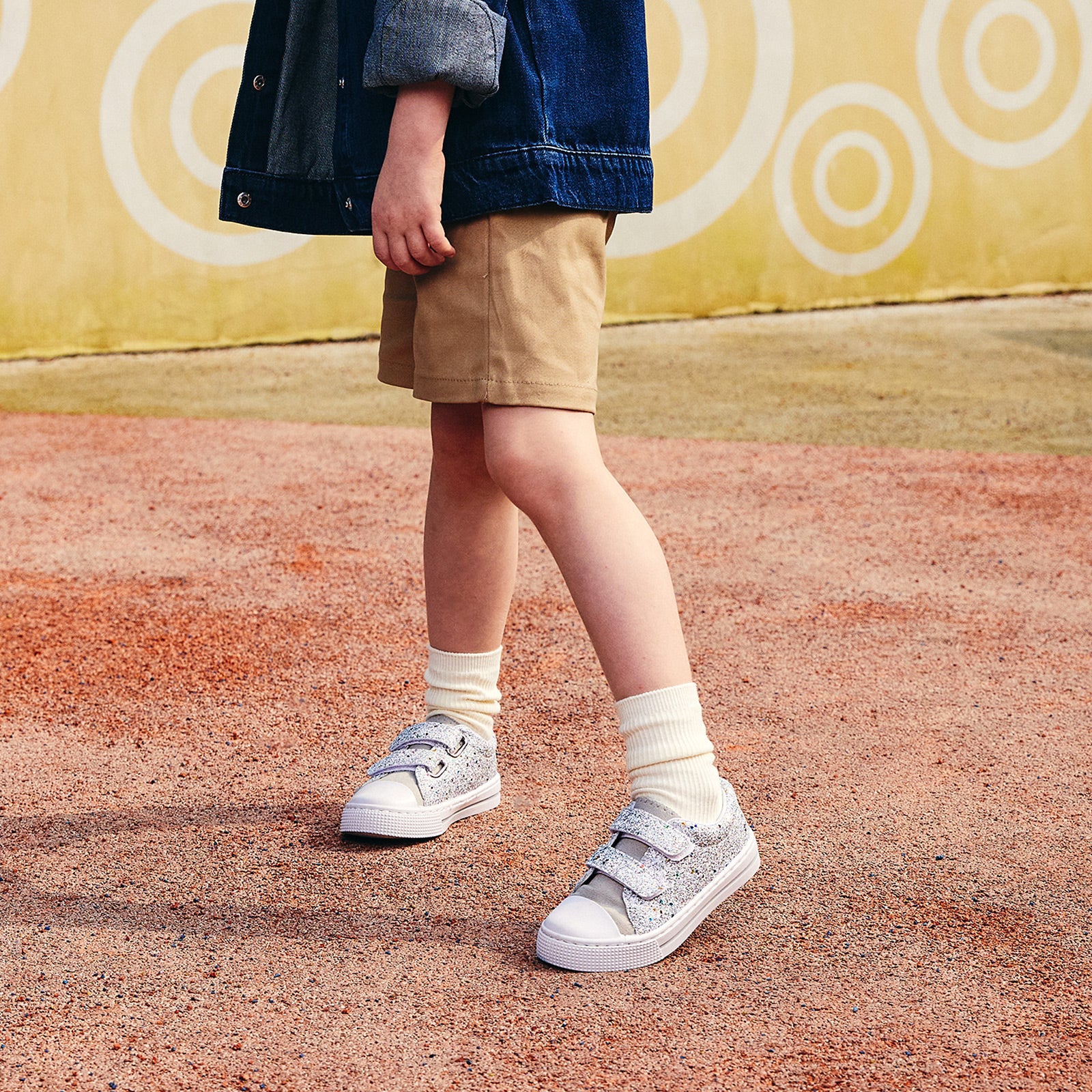 Silver Glitters Dual Straps Sneakers