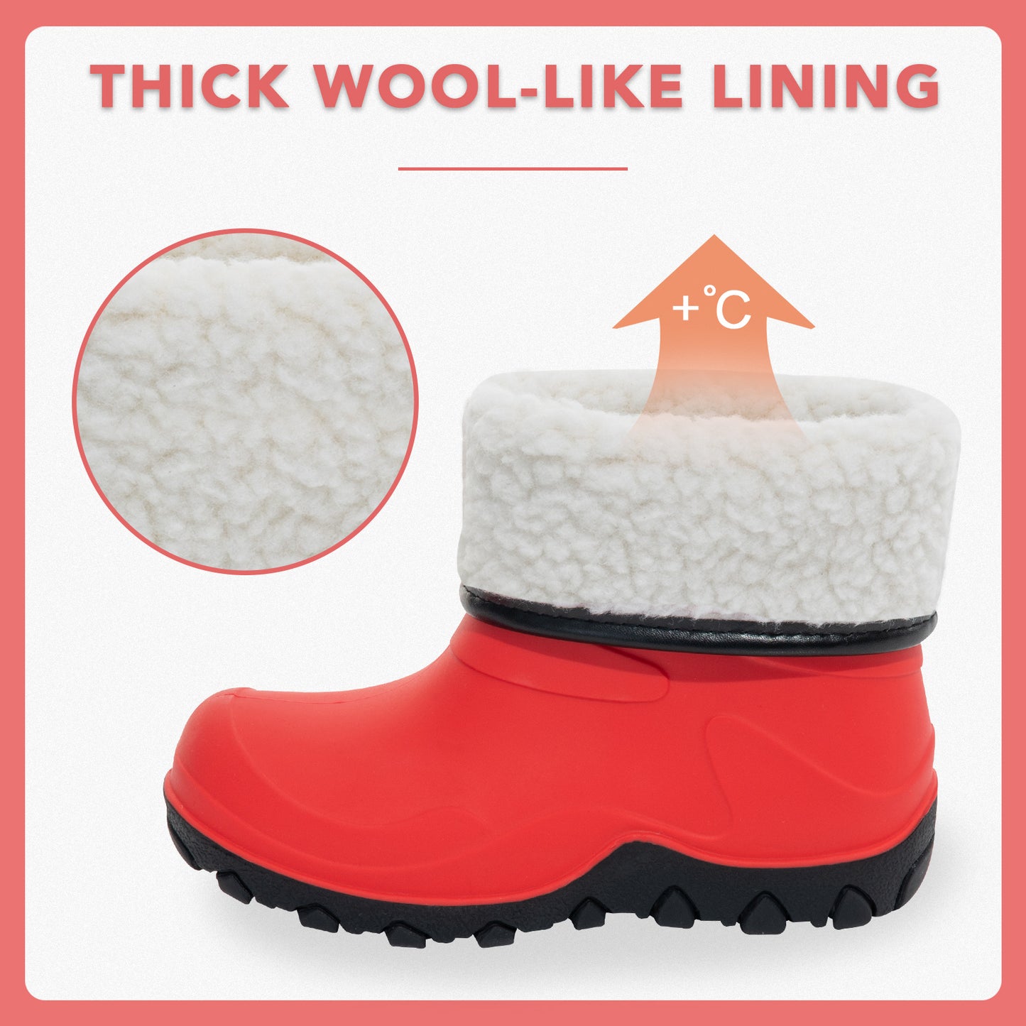 toddler kids bright red winter rain boots