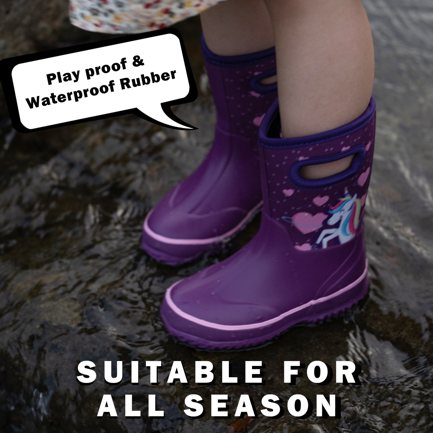 purple unicorn mud boots