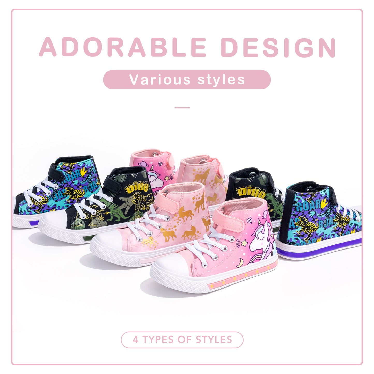 velcro glod unicorn light up high top sneakers