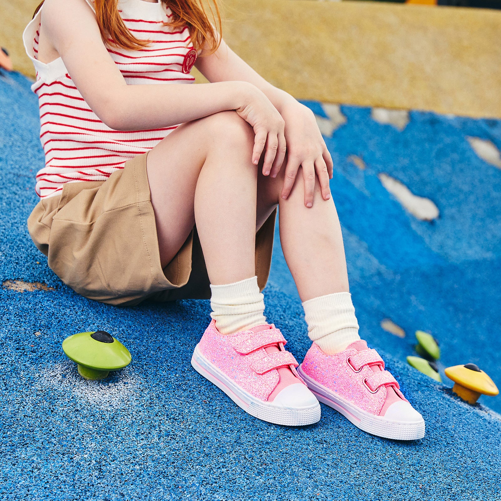 Pink Glitters Dual Straps Sneakers