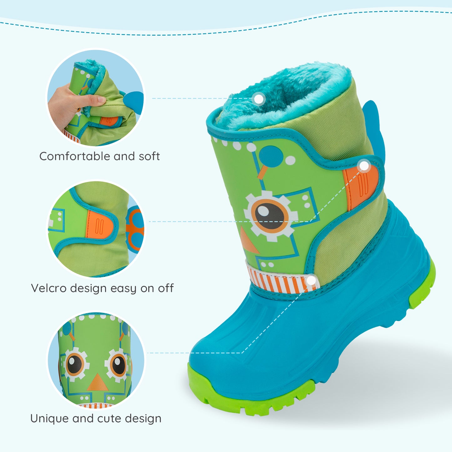 toddler boy robot winter snow boots - funcoo