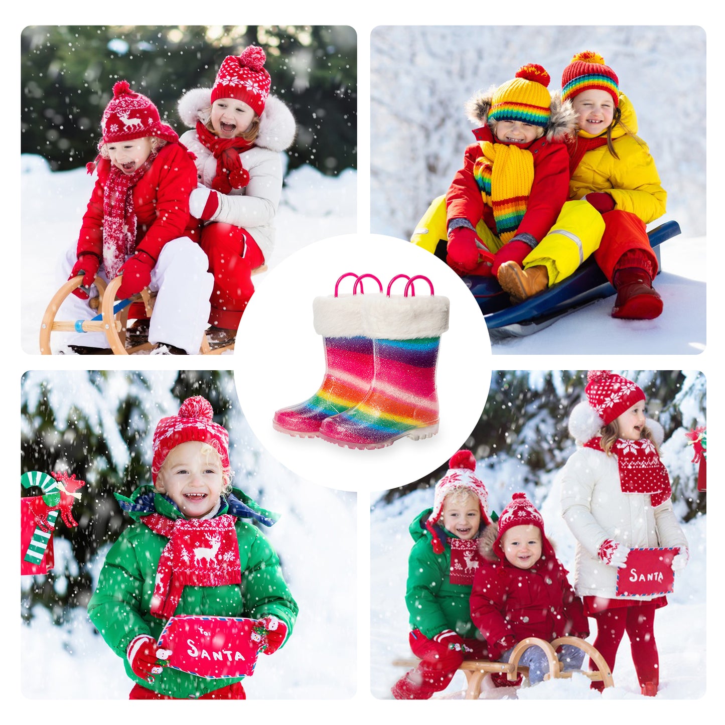 rainbow winter boots