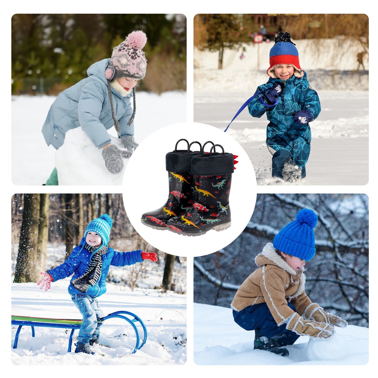 black dinosaur winter boots