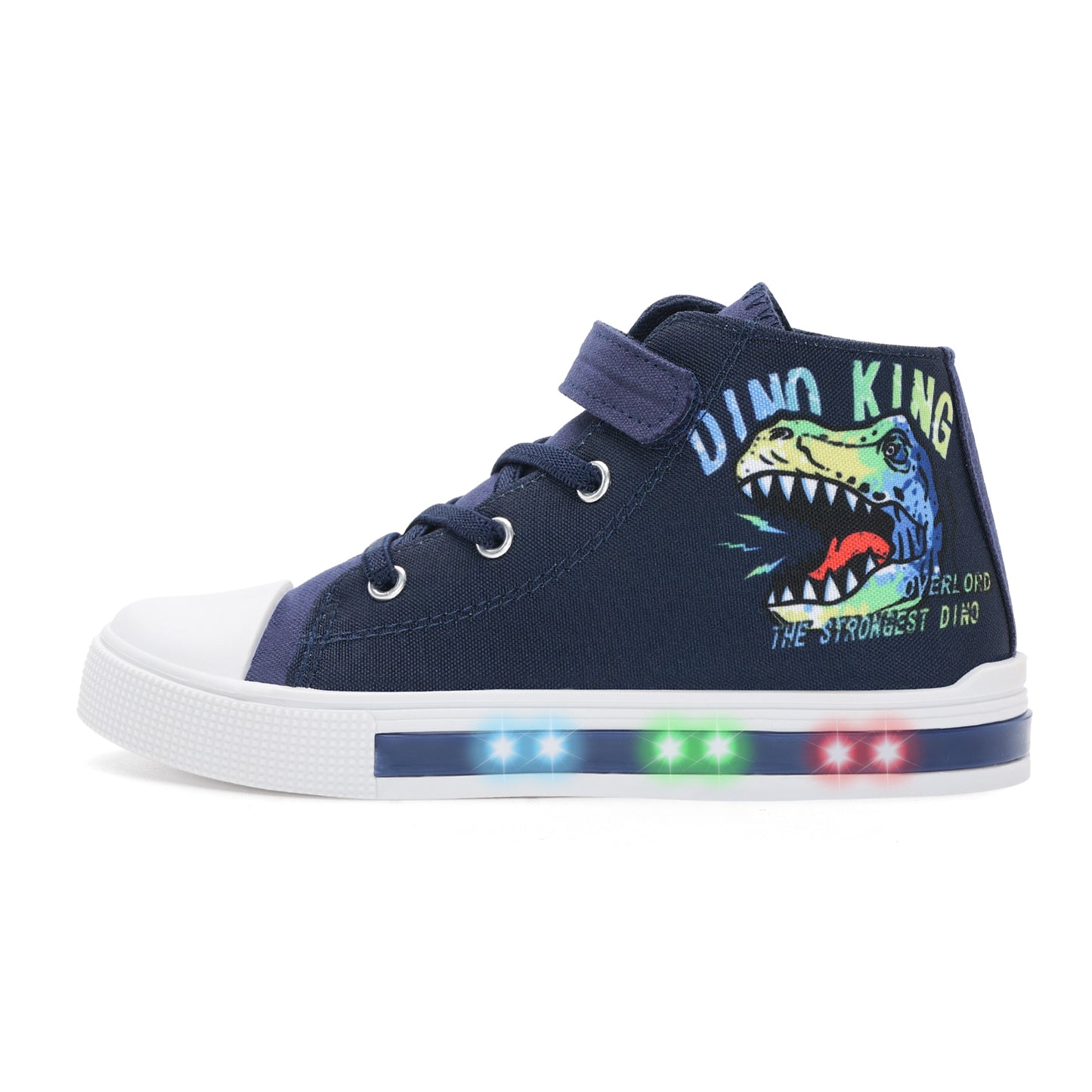 velcro tyrannosaurus rex light up high top canvas sneakers