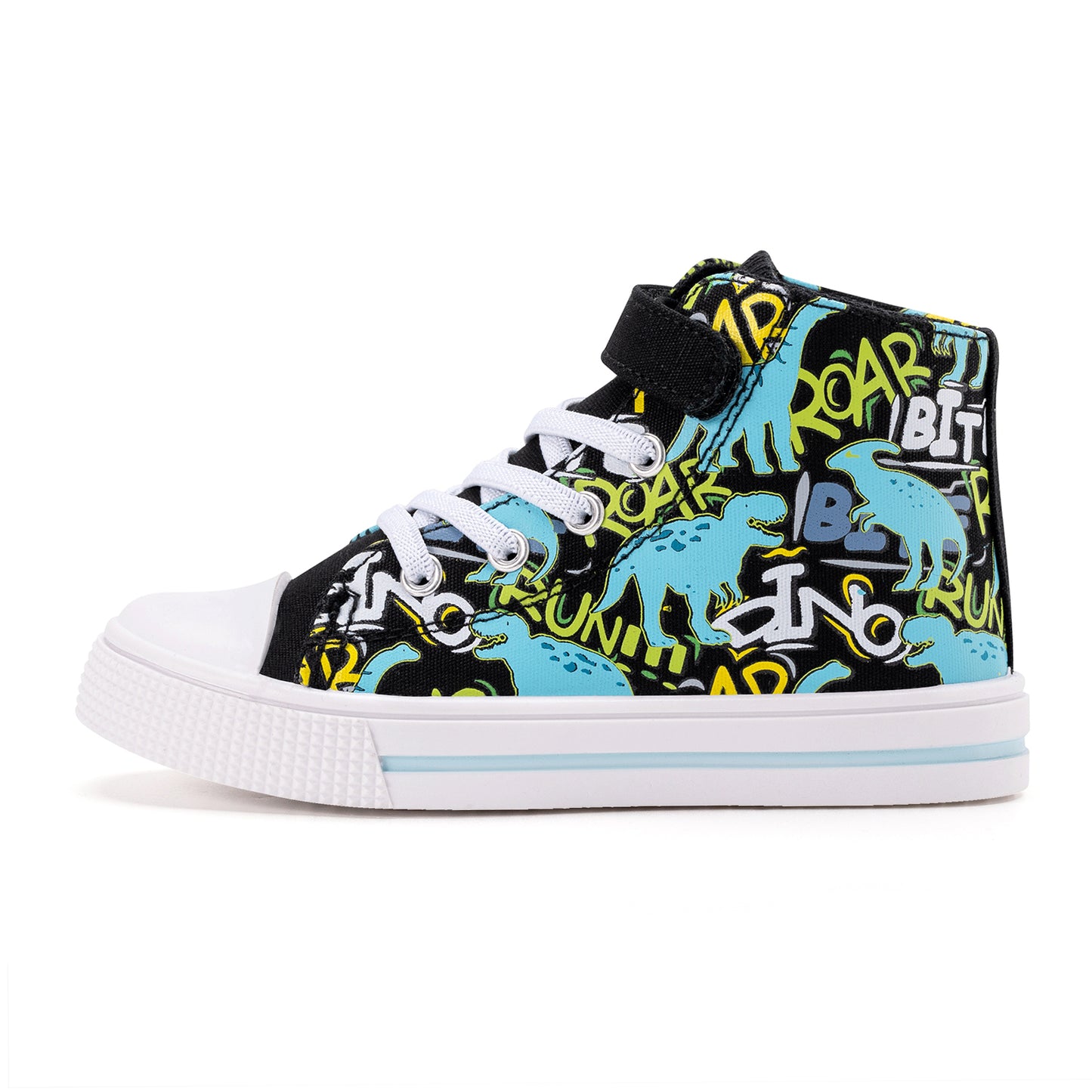 girls boys high top canvas shoes alphabet psychedelic dinosaur