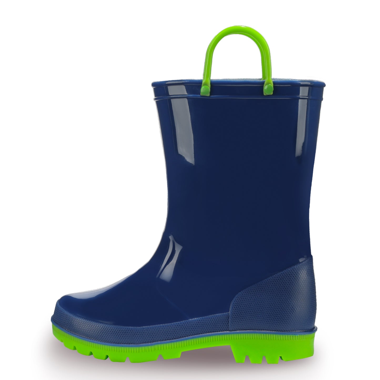 toddler kids navy green contrast rain boots
