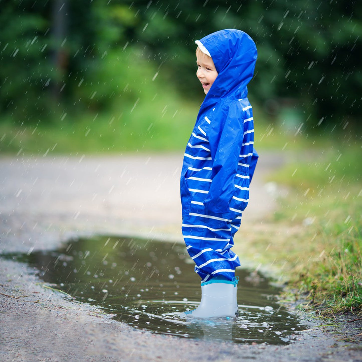 kids-toddler blue shark rain boots