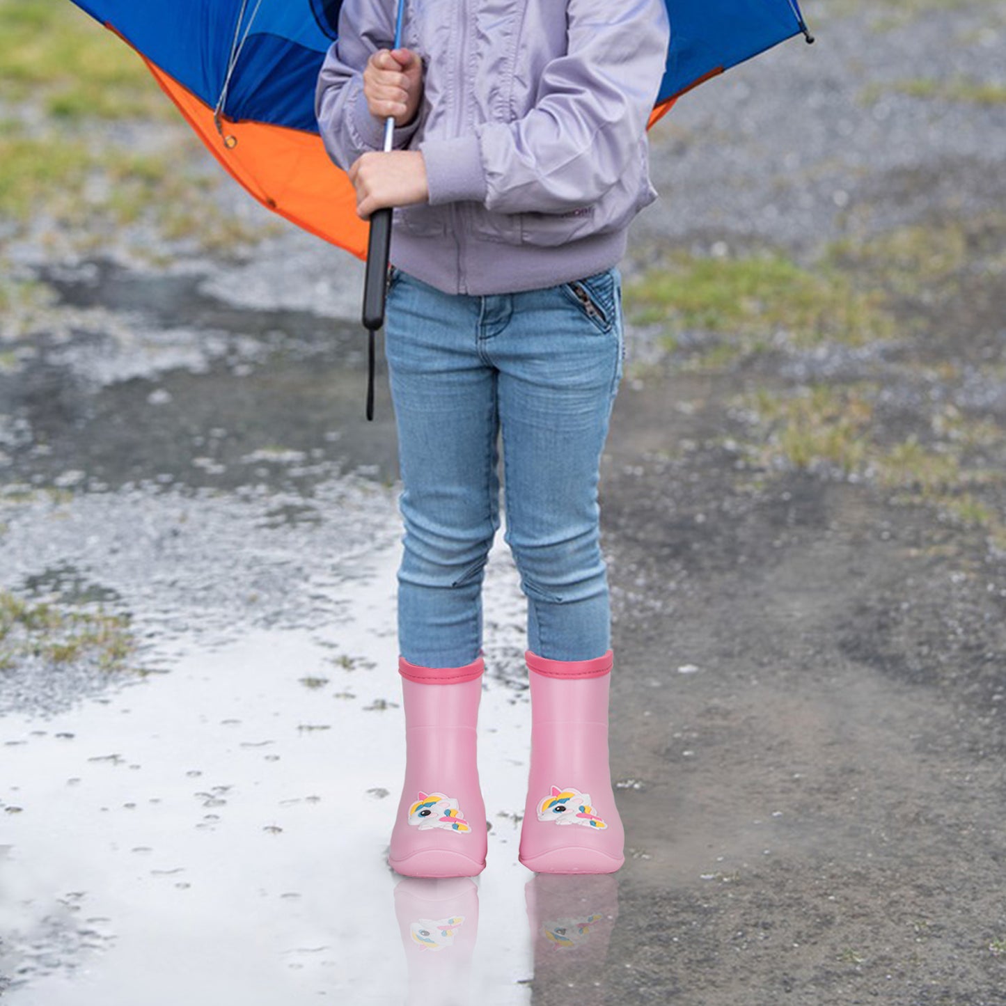 Kids-Toddler Rain Boots Children Pink Unicorn Waterproof Boots for Boys and Girls 2-5 Years Old