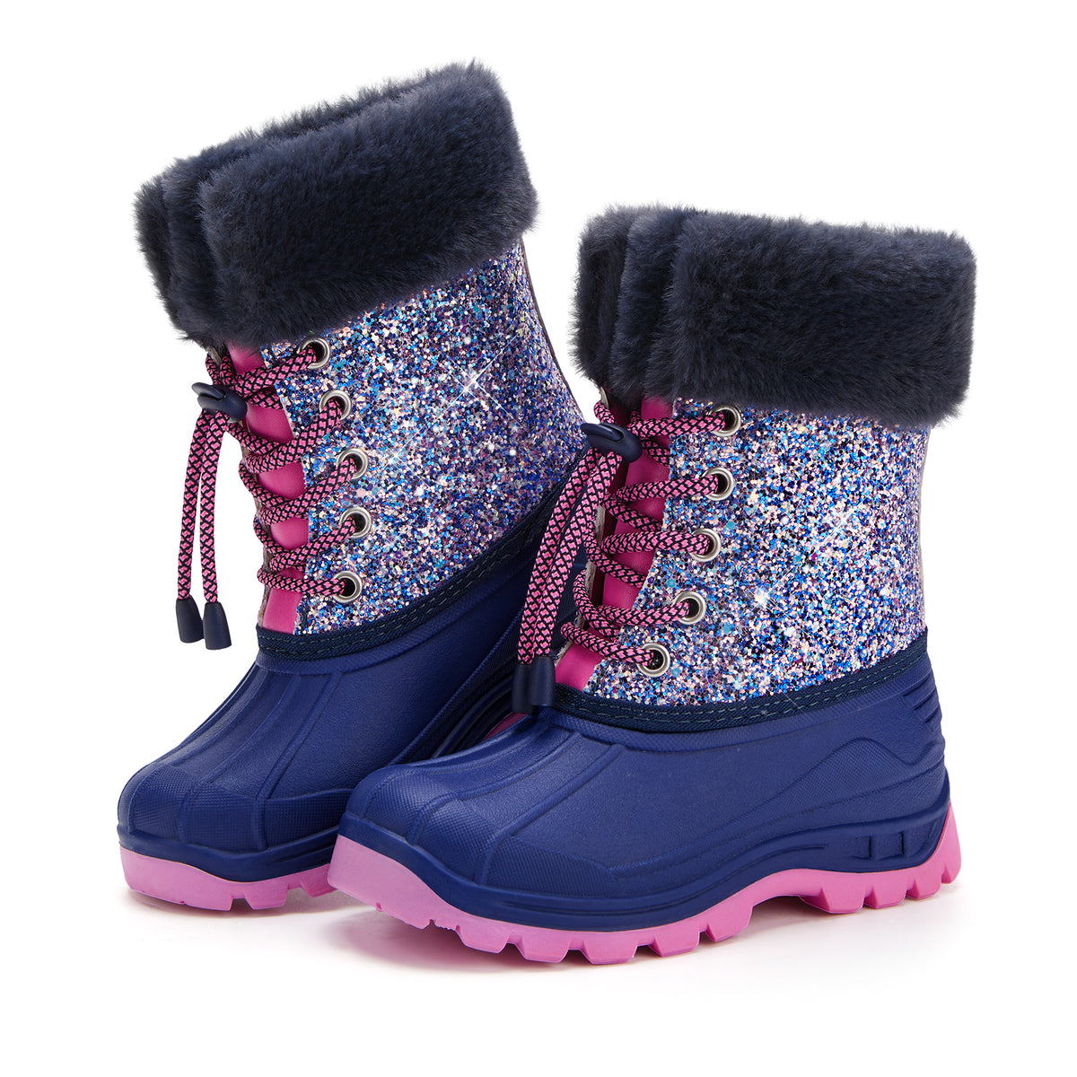 toddler girls navy glitter winter snow boots