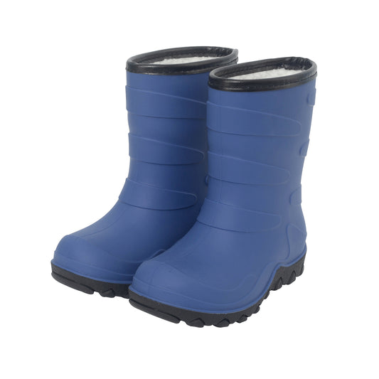 Navy Insulated Winter Rain Boots with Wool-Like Lining