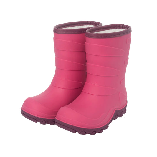 Pink Insulated Winter Rain Boots with Wool-Like Lining
