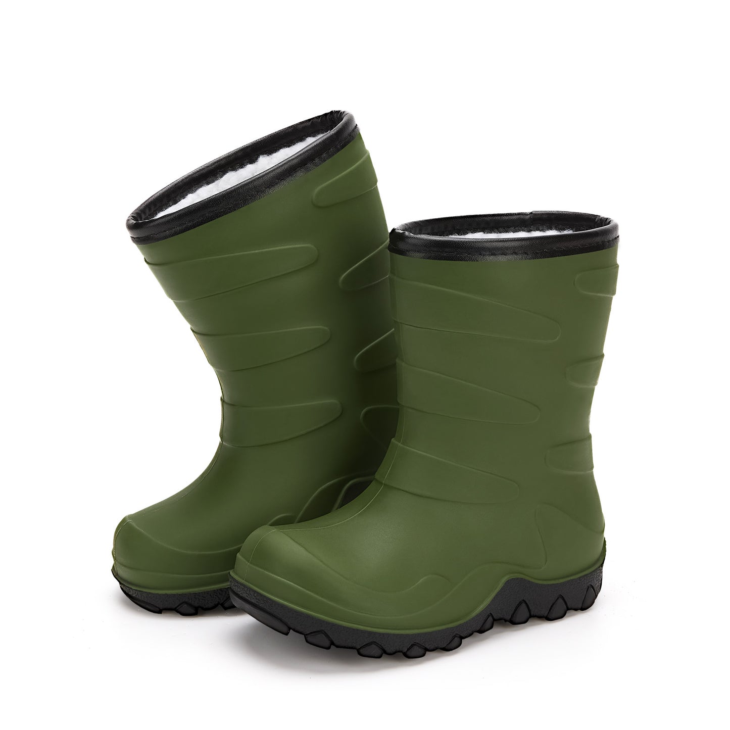 kids green winter insulated rain boots