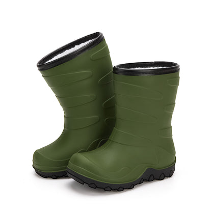 Kids Green Winter Insulated Rain Boots
