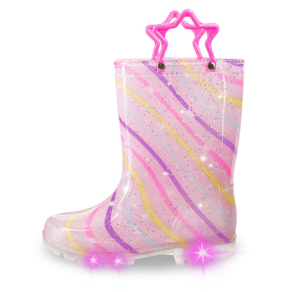 Light Up Fashion Kids Rain Boots with Handles - FUNCOO