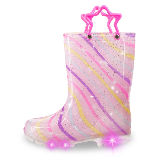 Light Up Fashion Kids Rain Boots with Handles - FUNCOO