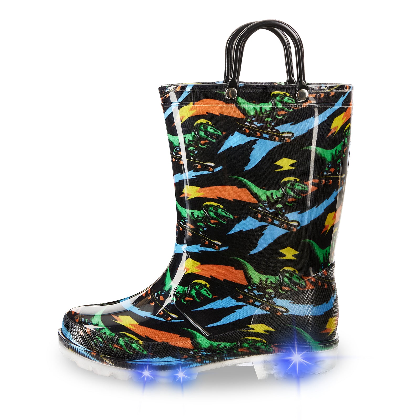 Light Up Fashion Kids Rain Boots with Handles - FUNCOO