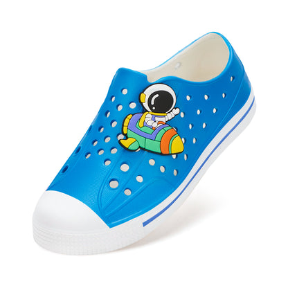 Kids Astronaut Summer Sandals - Solid Blue Space Explorer Beach Shoes - FUNCOO