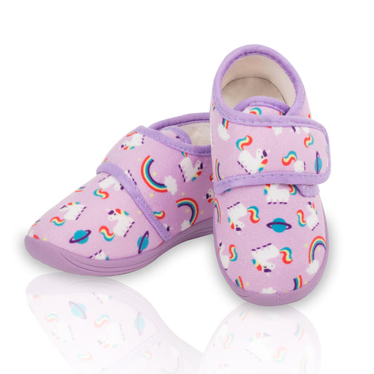 Purple Unicorn Winter Toddler House Slippers with Warm Lining