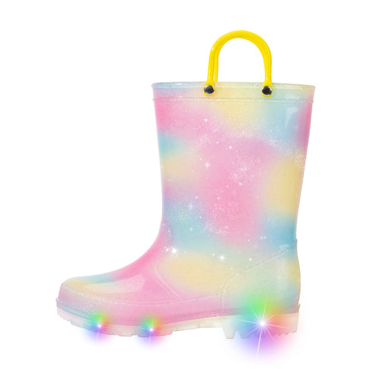 Yellow Powder Smudge Light Up Waterproof Rain Boots