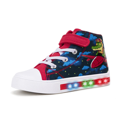 Boys Saffron Flying Crocodile Lightweight High Top  Kids Sneakers - FUNCOO