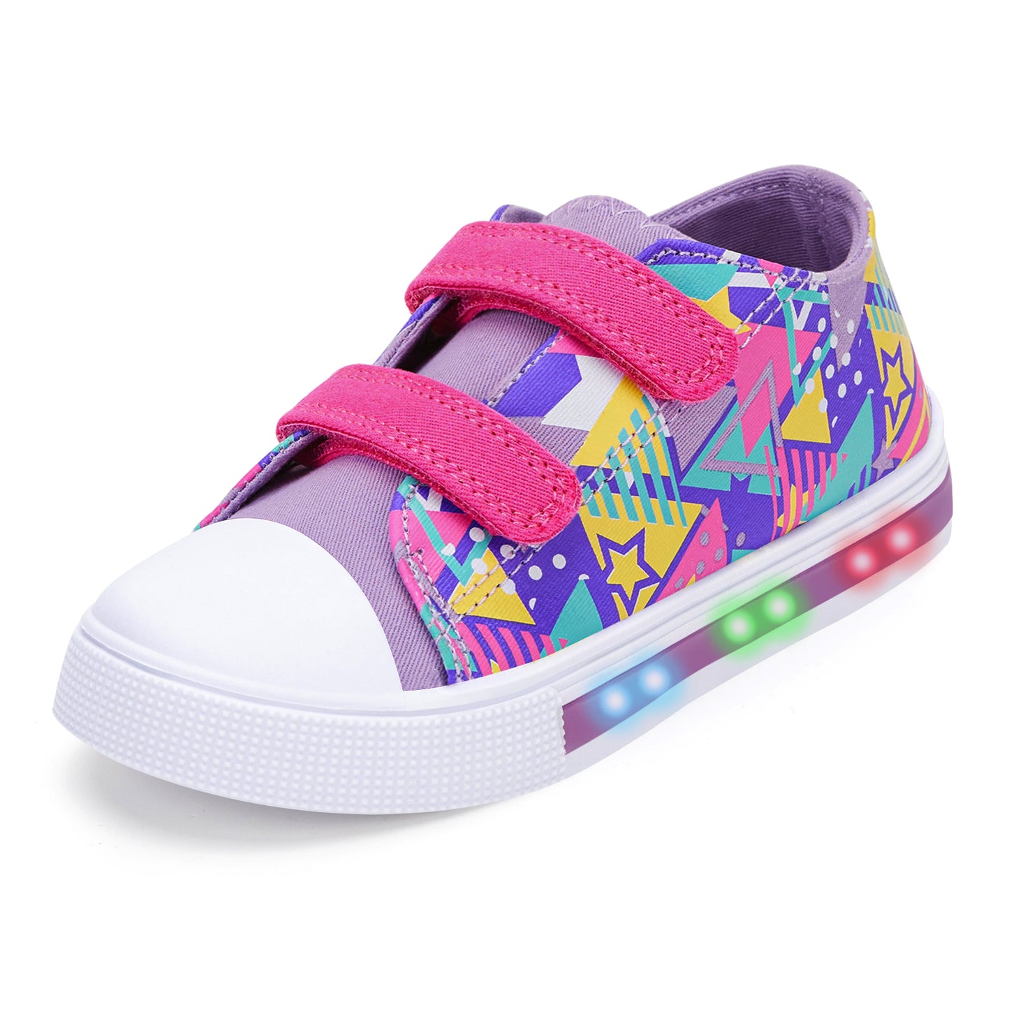 light up dual straps canvas shoes - funcoo