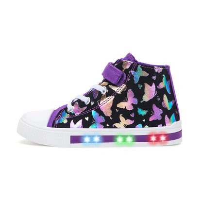 EUXTERPA Girls Light Up High Top Canvas Sneakers