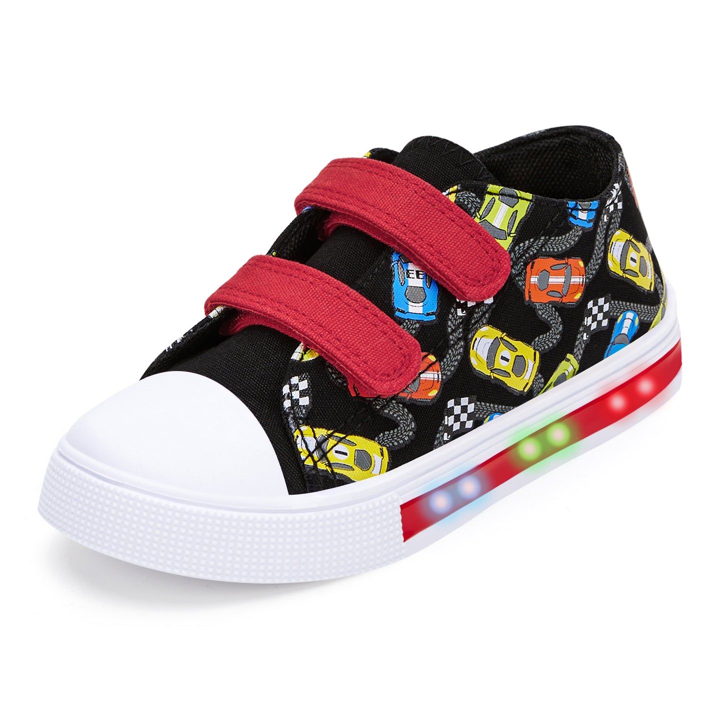 light up dual straps canvas shoes - funcoo