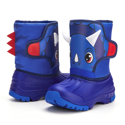 Toddler Boy Saffron-colored two-horned dinosaur Winter Snow Boots