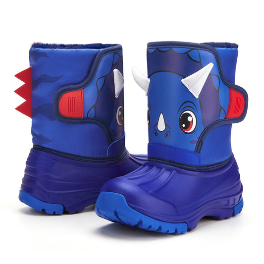 Toddler Boy Saffron-colored two-horned dinosaur Winter Snow Boots