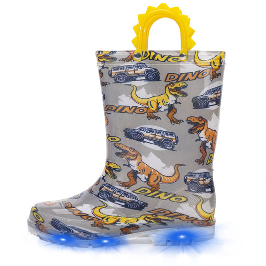 Light Up Boys Fashion Rain Boots with Handles